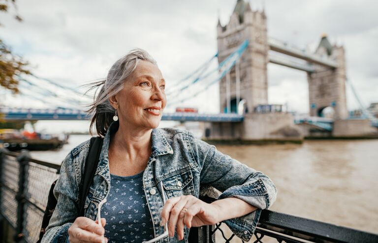 Senior female tourist in London