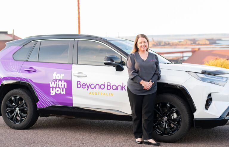 Kelly Maxwell from Whyalla with a Beyond Bank vehicle