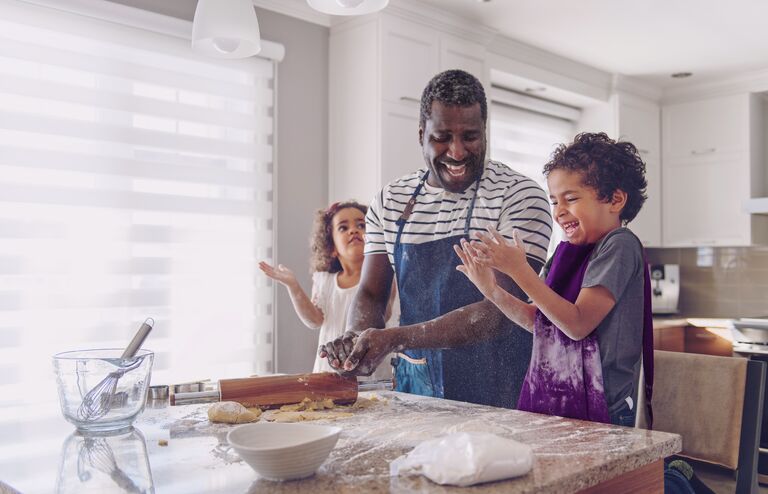 Muti-ethnic family cooking