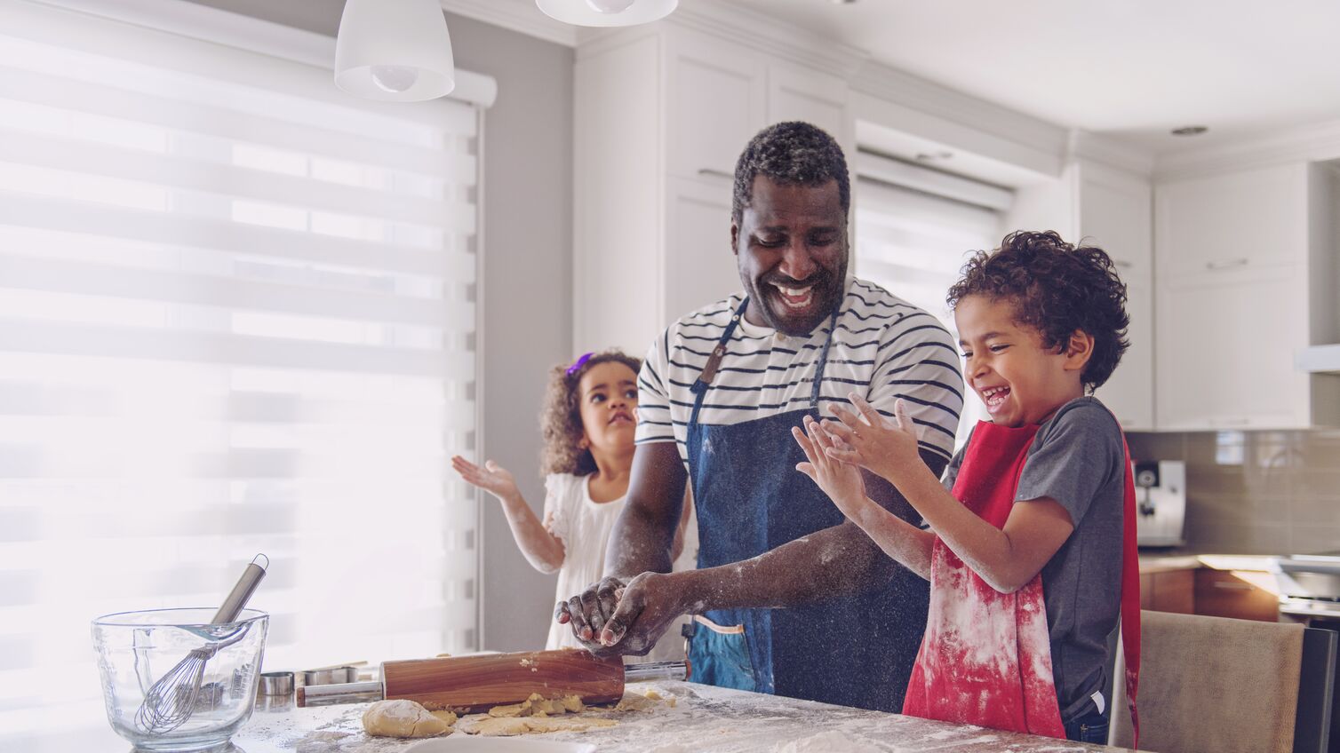 A family cooking at home