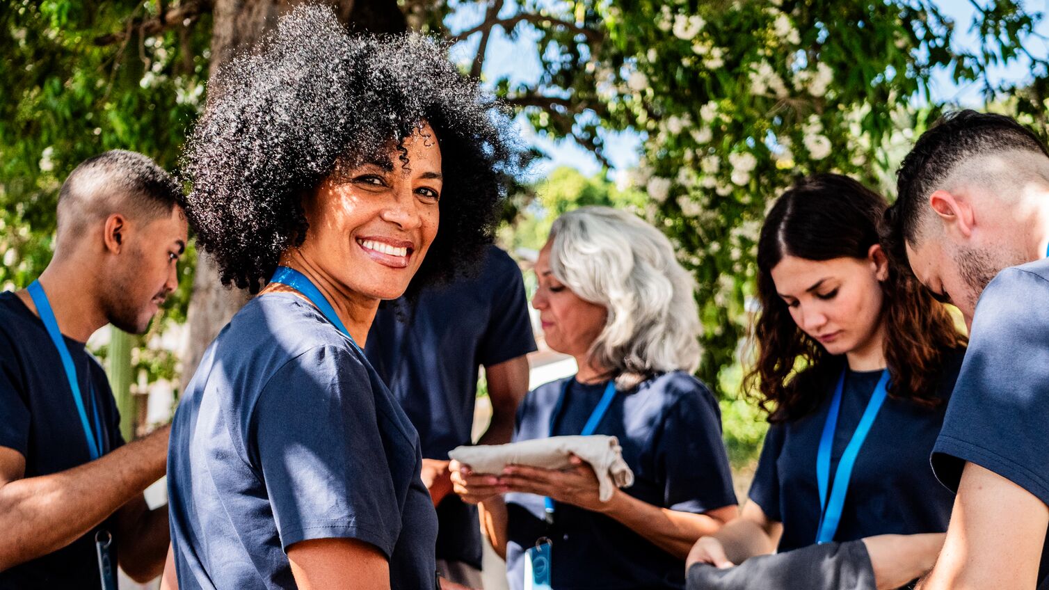 Group volunteering together