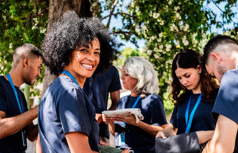 Group volunteering together