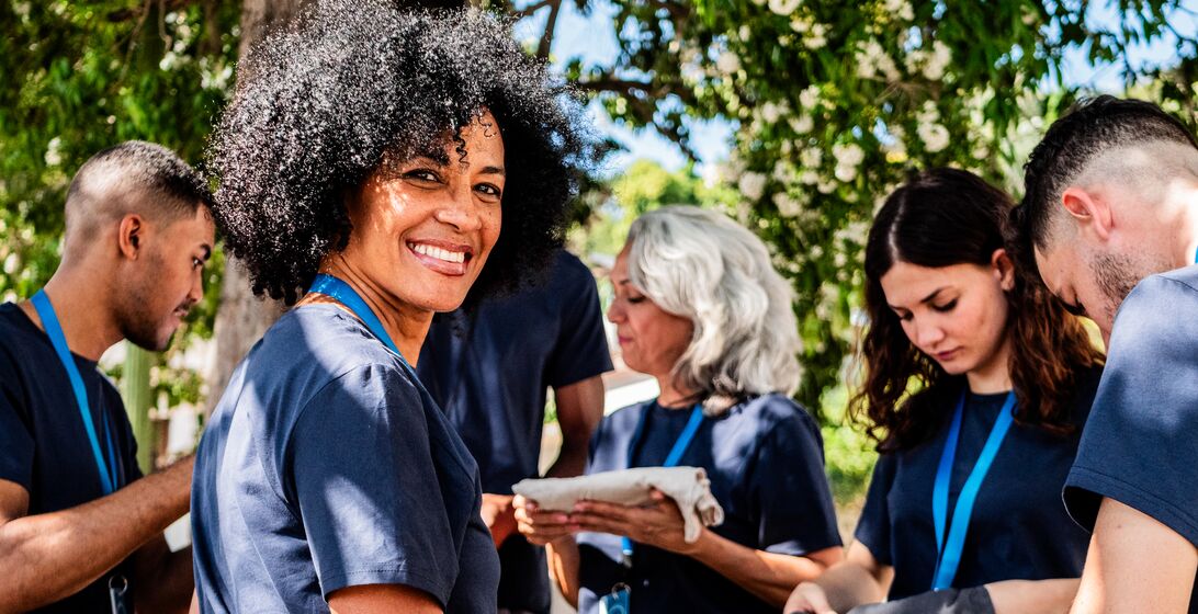 Group volunteering together