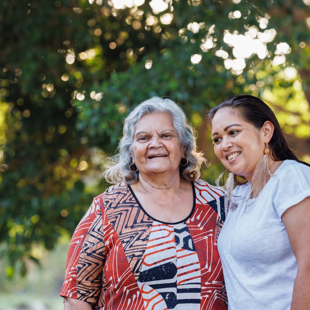 Elderly Aboriginal Australian Mother With Adult Daughter