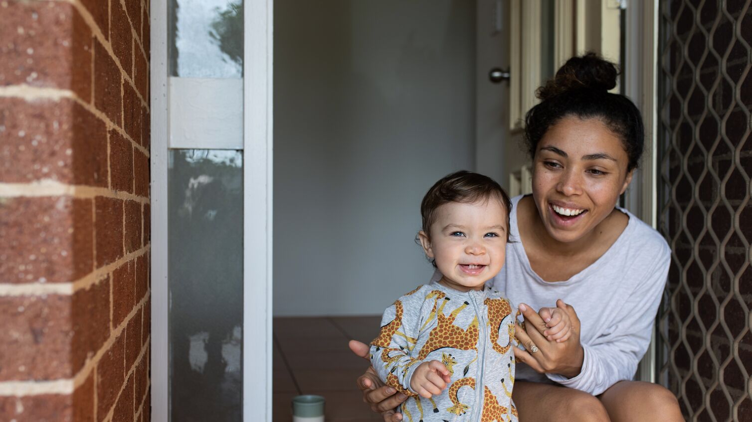 Day in the life of a young Aussie mum outside her house with her toddler daughter