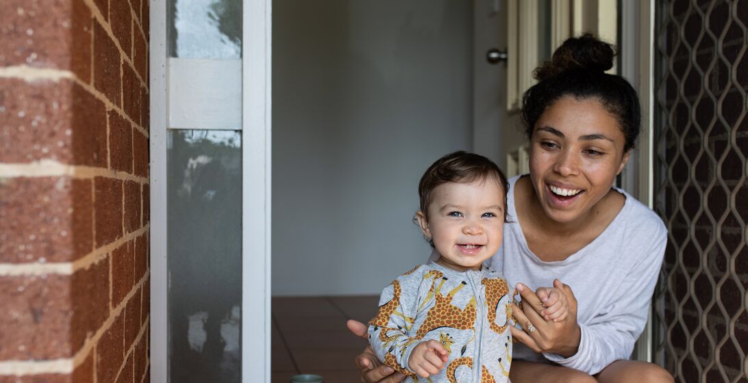 Day in the life of a young Aussie mum outside her house with her toddler daughter