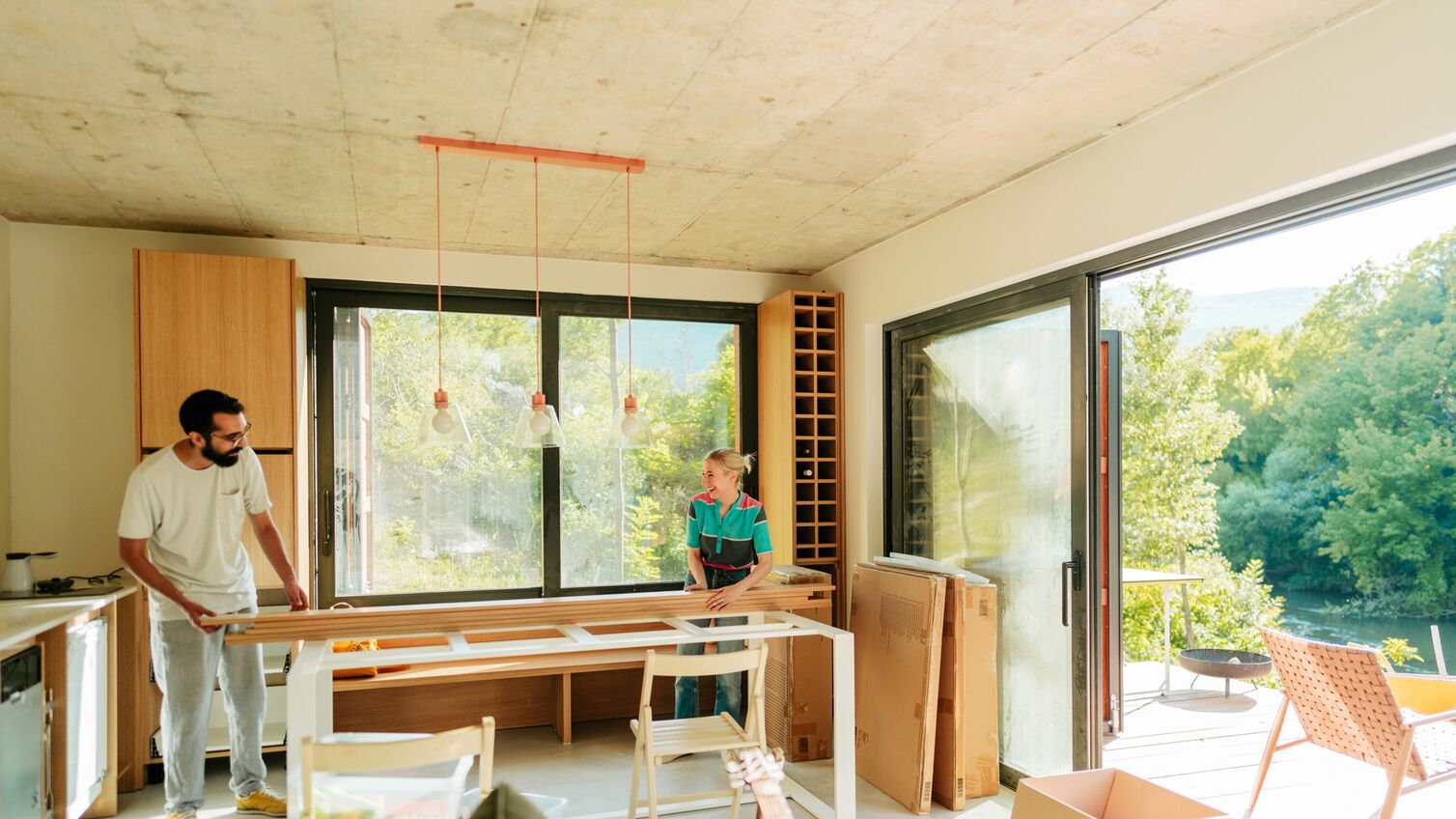 A young couple renovating their home