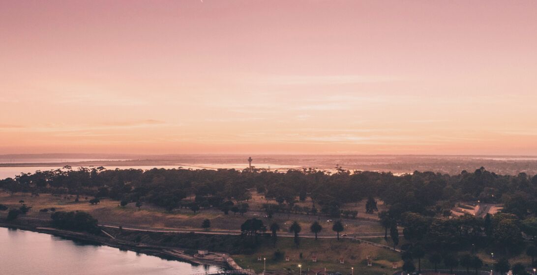 Photo of Geelong waterfront swimming area with pontoon floating in water